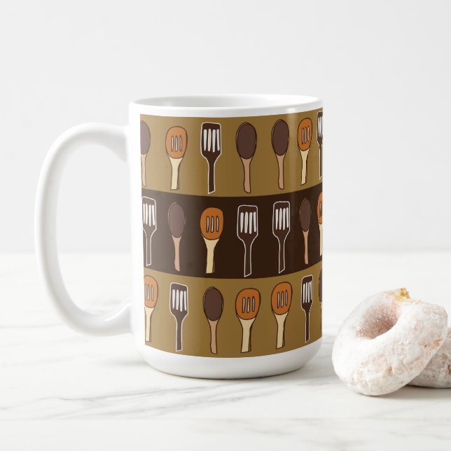 Colourful Spatula Kitchen Cooking Utensils Coffee Mug (With Donut)