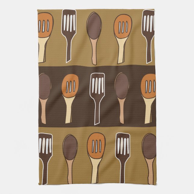Colourful Spatula Kitchen Cooking Utensils Tea Towel (Vertical)