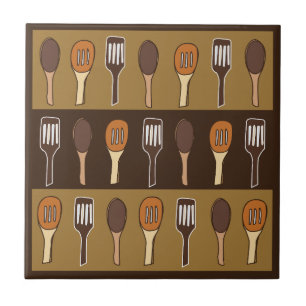 Colourful Spatula Kitchen Cooking Utensils Tile