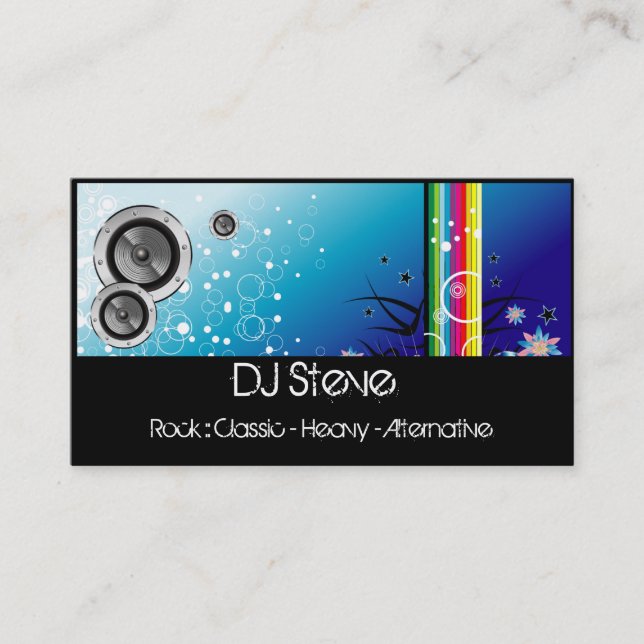 Colourful Speakers Band DJ Music 2 Business Cards (Front)