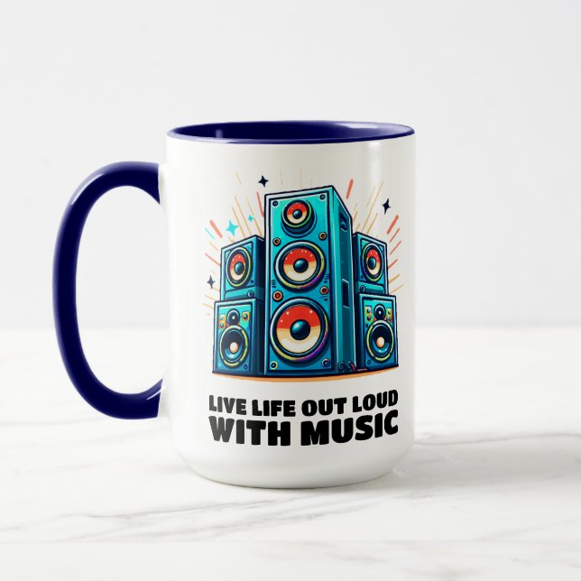 Colourful Speakers Live Life Out Loud with Music Mug (Left)