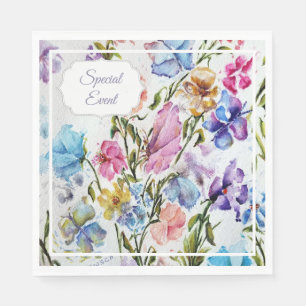 Colourful Special Event Whimsical Floral Party Napkin