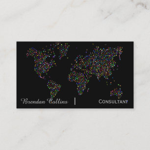 Colourful Speckles World Map Continents Business Card