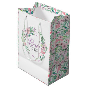 Colourful Spellbound Flowers Wreath- Bride Text Medium Gift Bag
