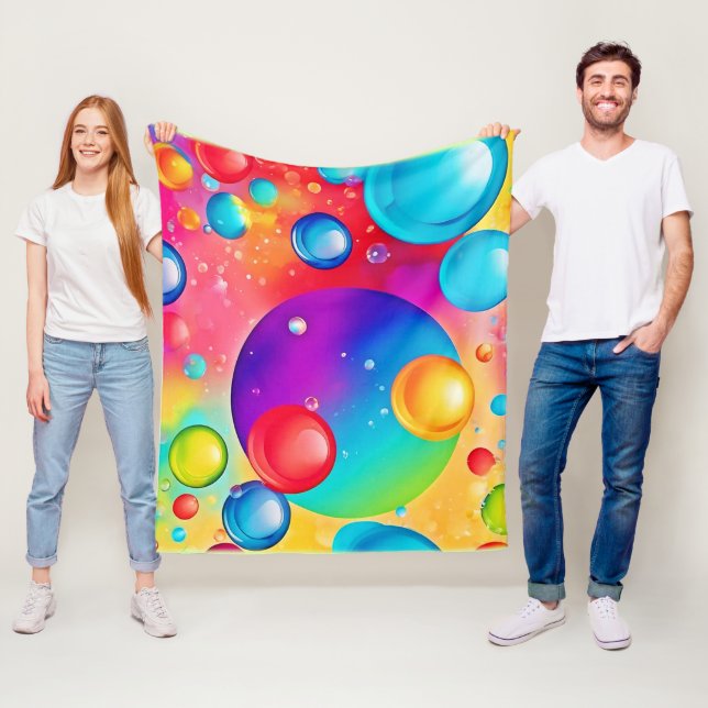 Colourful Sphere Abstract Art Fleece Blanket (In Situ)