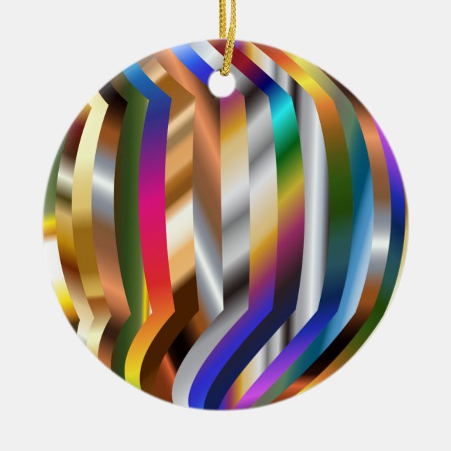 Colourful sphere, bright and shiny, ceramic tree decoration (Front)