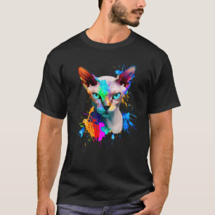 Colourful Sphynx cat Splashes Of Paint, Abstract A T-Shirt