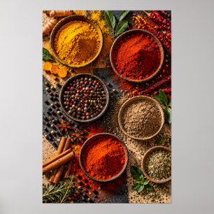 Colourful Spices and Herbs – Rustic Kitchen Culina Poster
