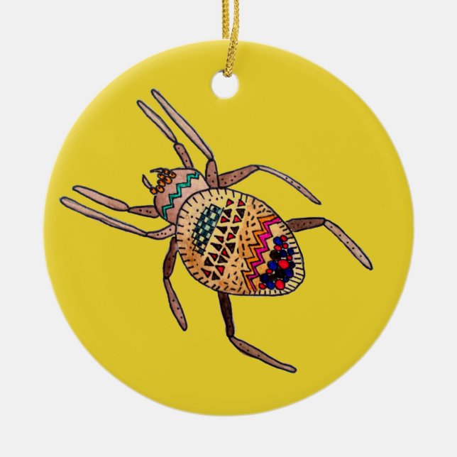 Colourful Spider arachnid art Ceramic Tree Decoration (Front)