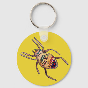 Colourful Spider arachnid art Key Ring