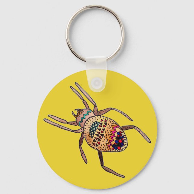 Colourful Spider arachnid art Key Ring (Front)