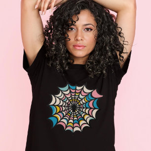 Colourful Spider Web Pastel Goth Halloween T-Shirt
