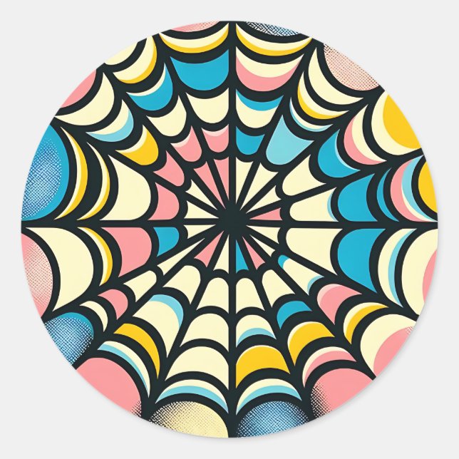 Colourful Spider Web Pastel Halloween Stickers (Front)
