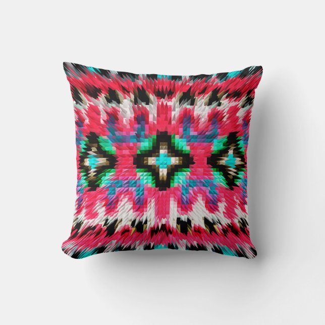 Colourful spiky kaleidoscopic patternabstract, art cushion (Front)