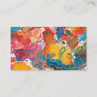 Colourful Spilled Paint Abstract Poster Business Card