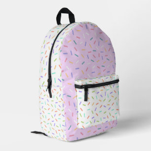 Colourful spinkles confetti cute pink and white printed backpack