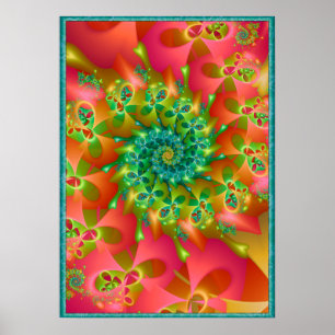 Colourful Spinning Hearts Poster