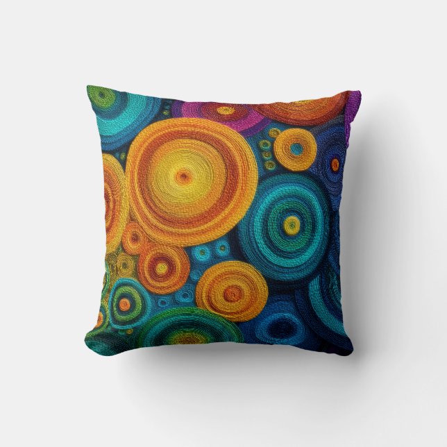 Colourful Spiral Abstract Pattern Geometric Swirl Cushion (Front)