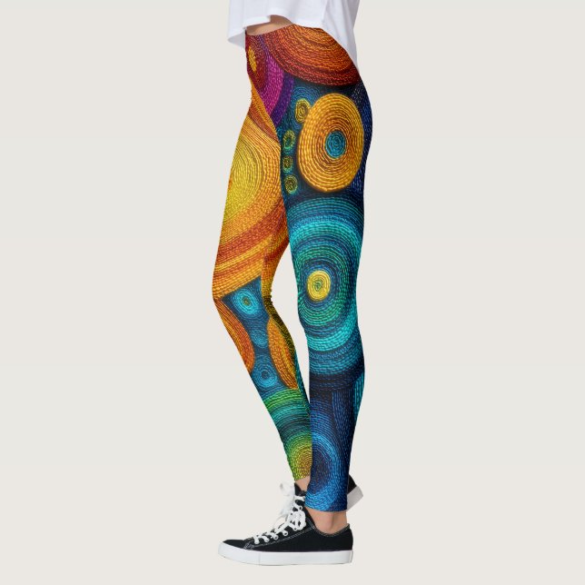 Colourful Spiral Abstract Pattern Geometric Swirl Leggings (Left)