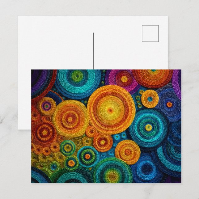 Colourful Spiral Abstract Pattern Geometric Swirl Postcard (Front/Back)