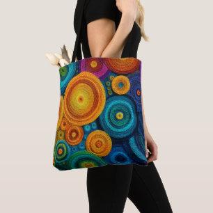 Colourful Spiral Abstract Pattern Geometric Swirl Tote Bag