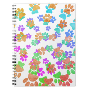 Colourful Spiral Dog Pawprint Notebook