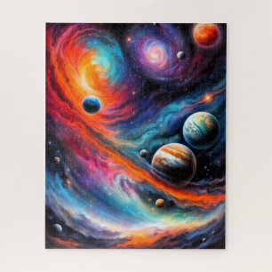 Colourful Spiral Galaxies and Planets Space Jigsaw Puzzle