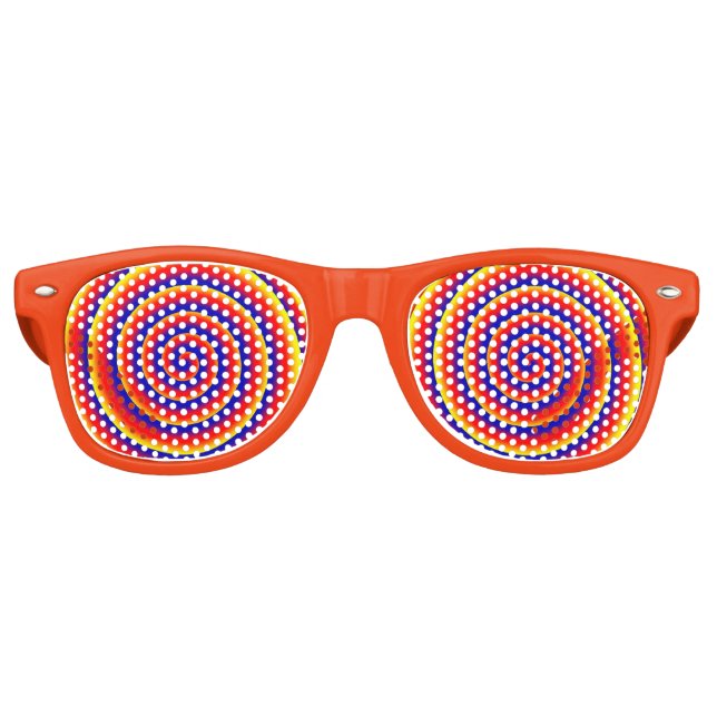 Colourful Spiral Hypnotic Optical Illusion Funny Retro Sunglasses (Front)