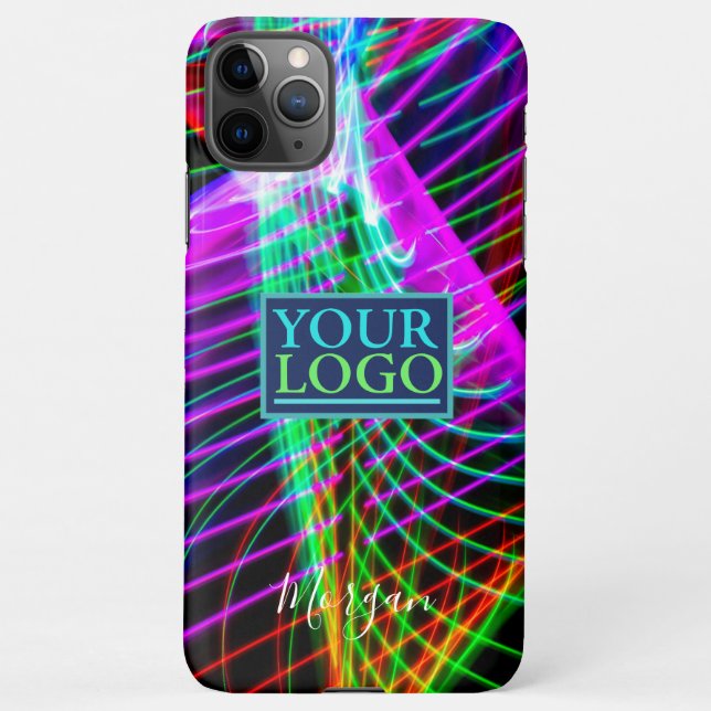 Colourful Spiral Light, DIY Name White, Your Logo iPhone Case (Back)