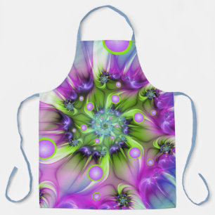 Colourful Spiral Round Shapes Abstract Fractal Art Apron