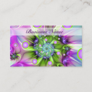 Colourful Spiral Round Shapes Abstract Fractal Art Business Card