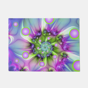 Colourful Spiral Round Shapes Abstract Fractal Art Doormat