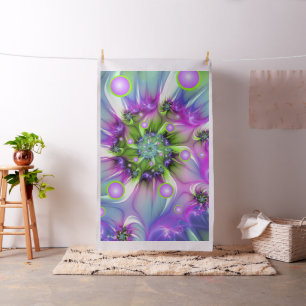 Colourful Spiral Round Shapes Abstract Fractal Art Fabric