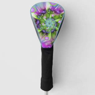 Colourful Spiral Round Shapes Abstract Fractal Art Golf Head Cover
