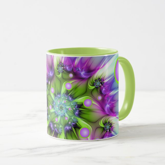 Colourful Spiral Round Shapes Abstract Fractal Art Mug (Front Right)