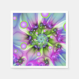 Colourful Spiral Round Shapes Abstract Fractal Art Napkin