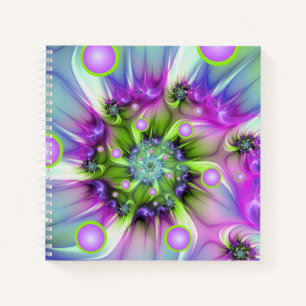 Colourful Spiral Round Shapes Abstract Fractal Art Notebook