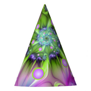 Colourful Spiral Round Shapes Abstract Fractal Art Party Hat