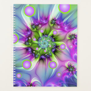 Colourful Spiral Round Shapes Abstract Fractal Art Planner