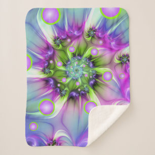 Colourful Spiral Round Shapes Abstract Fractal Art Sherpa Blanket