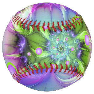 Colourful Spiral Round Shapes Abstract Fractal Art Softball