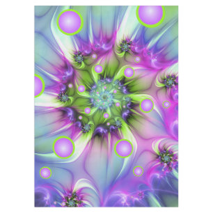 Colourful Spiral Round Shapes Abstract Fractal Art Tablecloth