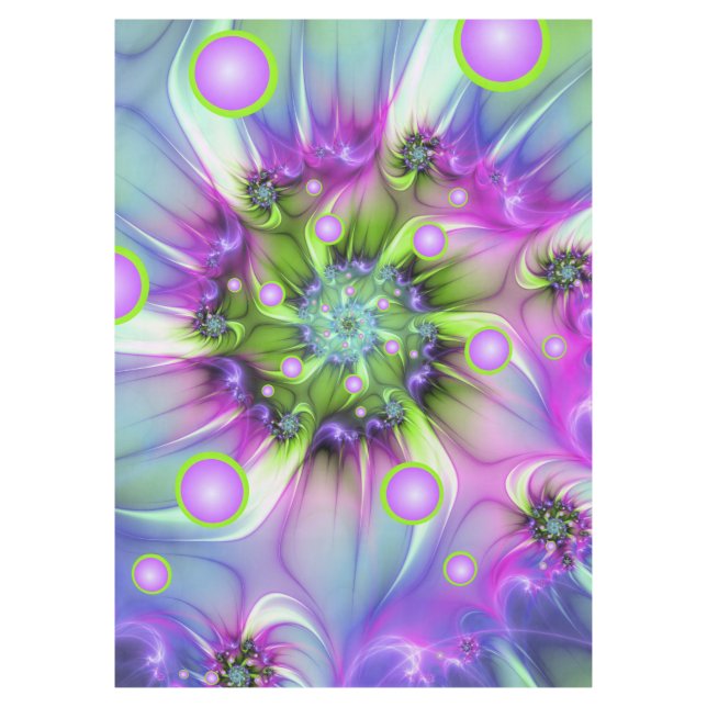 Colourful Spiral Round Shapes Abstract Fractal Art Tablecloth (Front)