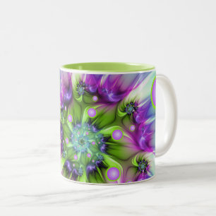 Colourful Spiral Round Shapes Abstract Fractal Art Two-Tone Coffee Mug
