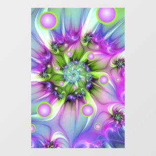 Colourful Spiral Round Shapes Abstract Fractal Art Window Cling
