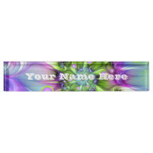 Colourful Spiral Round Shapes Abstract Fractal Tex Nameplate