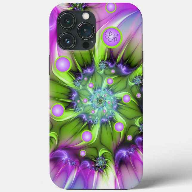 Colourful Spiral Round Shapes Fractal Art Initials Case-Mate iPhone Case (Back)