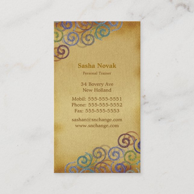 Colourful Spirals | Personal Trainer Business Card (Front)