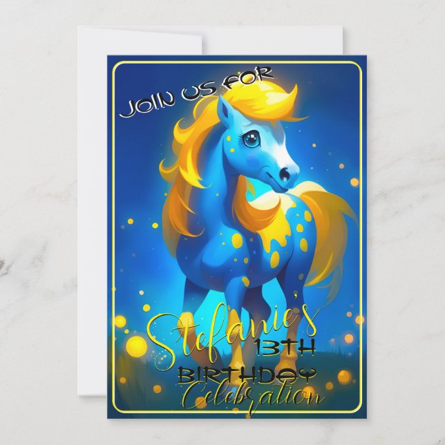 Colourful Spirit Pony 34 Birthday Invitation (Front)