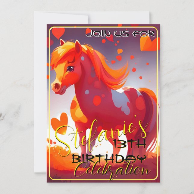 Colourful Spirit Pony 39 Birthday Invitation (Front)